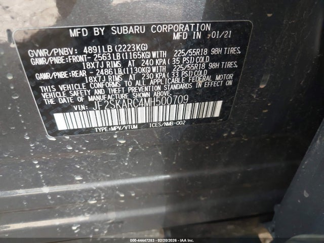 Aukcja sprzedaży 2021 Subaru Forester Sport, vin: JF2SKARC4MH500709, numer aukcji: 44447283