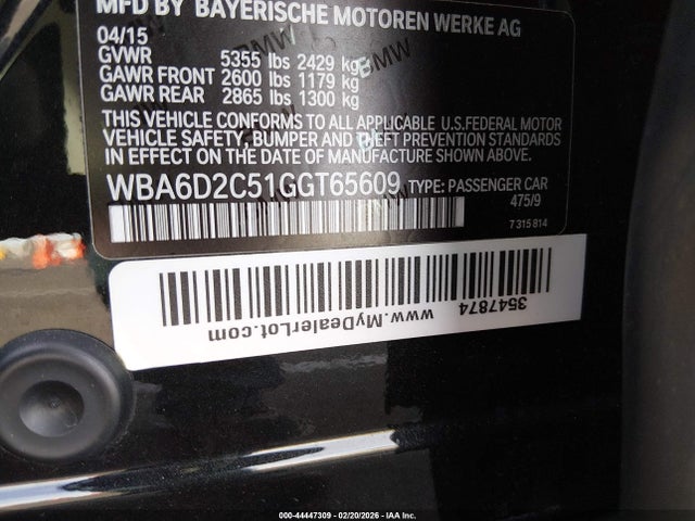 WBA6D2C51GGT65609 BMW 640i Gran Coupe Xdrive