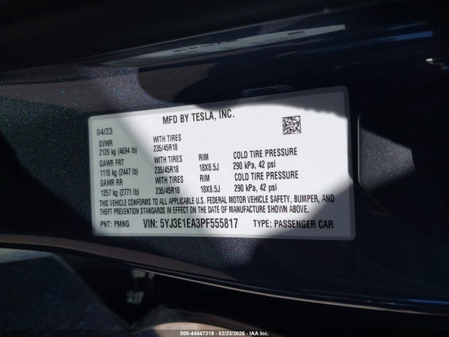 Aukcja sprzedaży 2023 Tesla Model 3 Rear-wheel Drive, vin: 5YJ3E1EA3PF555817, numer aukcji: 44447319