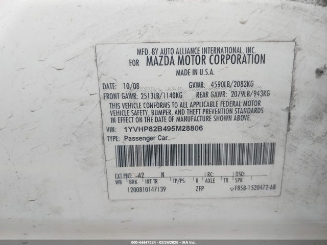 Aukcja sprzedaży 2009 Mazda Mazda6 S Touring, vin: 1YVHP82B495M28806, numer aukcji: 44447324