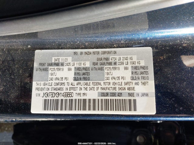 Aukcja sprzedaży 2021 Mazda Cx-5 Grand Touring, vin: JM3KFBDM3M1499660, numer aukcji: 44447331