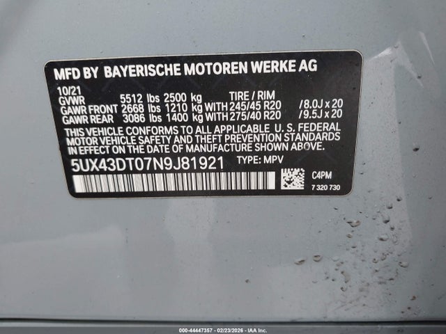 2022 BMW X4 5UX43DT07N9J81921 Photo 8