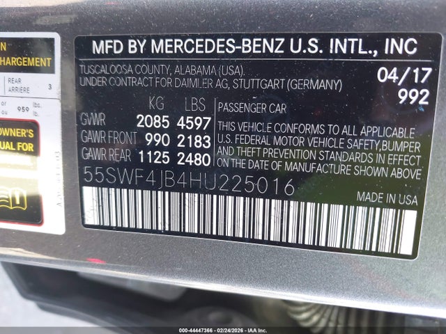55SWF4JB4HU225016 Mercedes-Benz C 300