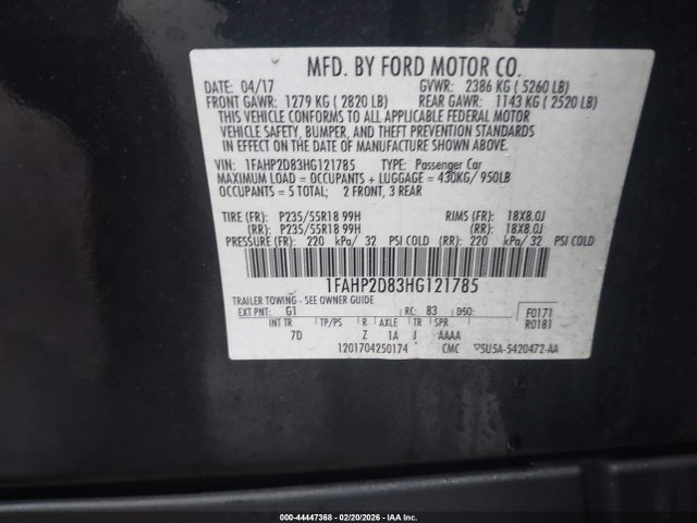 Ford TAURUS SE 2017 1FAHP2D83HG121785 Image 9