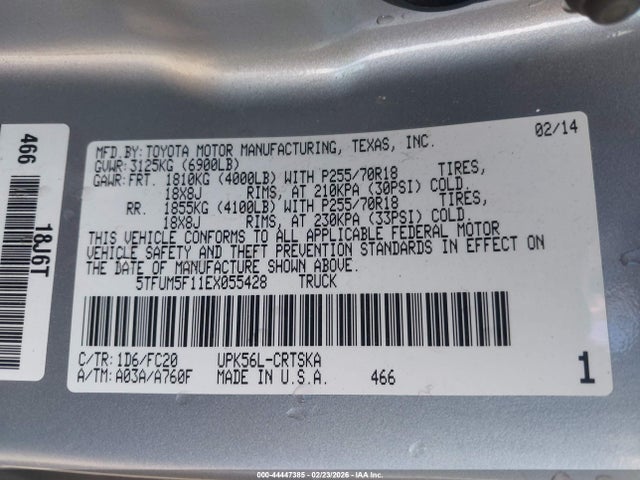 5TFUM5F11EX055428 Toyota Tundra Sr5 4.6l V8