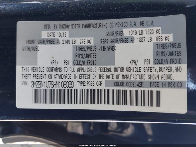 3MZBN1U78HM108069 Mazda Mazda3 Sport