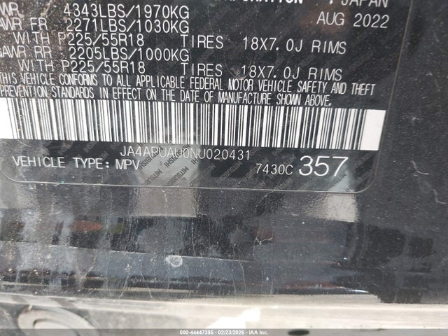 Продаж на аукціоні авто 2022 Mitsubishi Outlander Sport 2.0 Be 2wd/2.0 Es 2wd/2.0 Le 2wd/2.0 S 2wd, vin: JA4APUAU0NU020431, номер лоту: 44447395