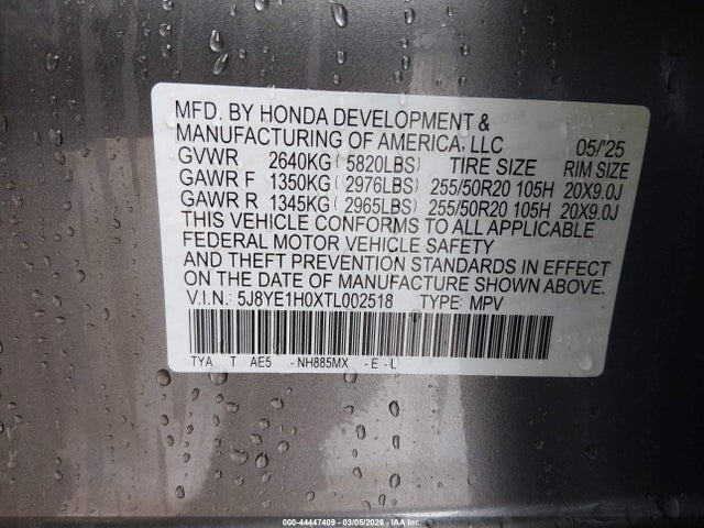 Aukcja sprzedaży 2026 Acura Mdx A-spec, vin: 5J8YE1H0XTL002518, numer aukcji: 44447409
