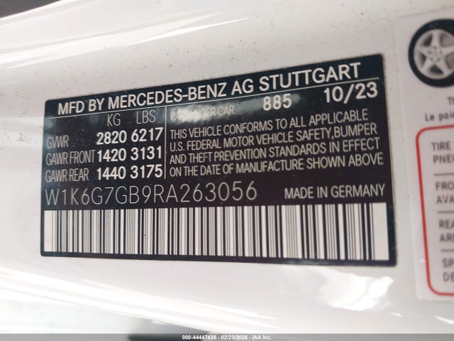2024 Mercedes-benz S 580 4matic მანქანა იყიდება აუქციონზე, vin: W1K6G7GB9RA263056, აუქციონის ნომერი: 44447438