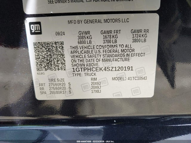 44447456 :رقم المزاد ، 1GTPHCEK4SZ120191 vin ، 2025 Gmc Sierra 1500 2wd  Short Box Elevation مزاد بيع
