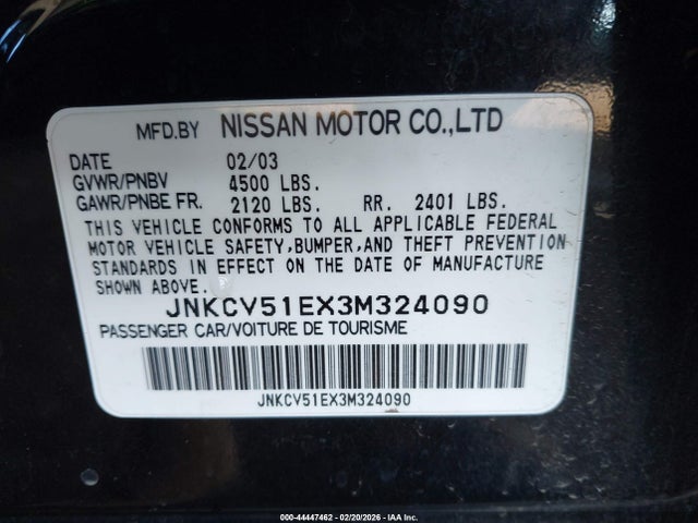 Продажа на аукционе авто 2003 Infiniti G35 Luxury Leather, vin: JNKCV51EX3M324090, номер лота: 44447462