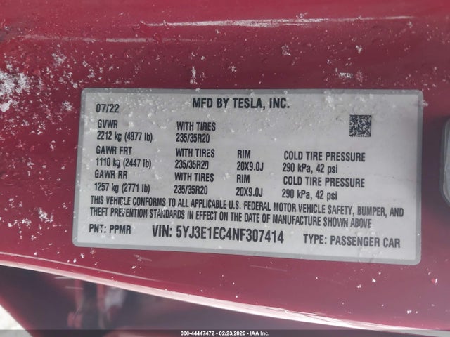 2022 TESLA MODEL 3 5YJ3E1EC4NF307414 Photo 8