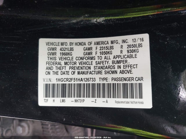 1HGCR2F51HA126733 Honda Accord Sport