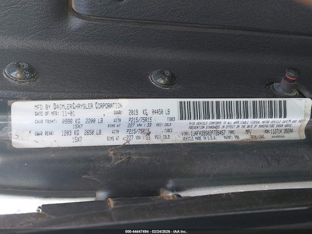 2002 Jeep Wrangler X მანქანა იყიდება აუქციონზე, vin: 1J4FA39S02P726457, აუქციონის ნომერი: 44447494