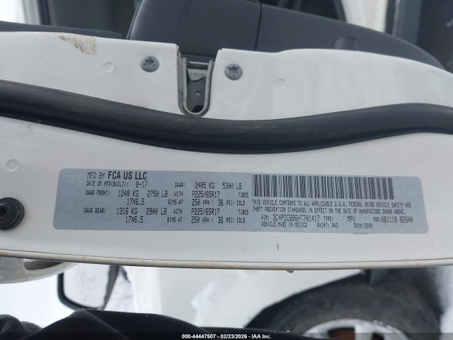 Aukcja sprzedaży 2017 Dodge Journey Sxt, vin: 3C4PDCBB6HT701417, numer aukcji: 44447507