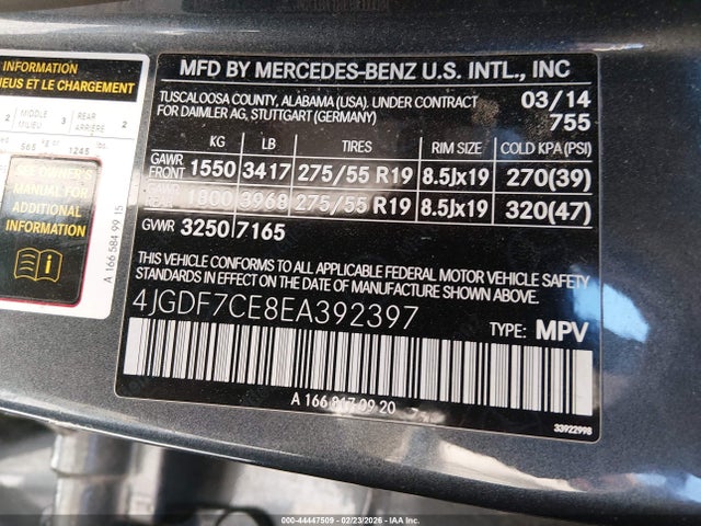 2014 MERCEDES-BENZ GL 450 4JGDF7CE8EA392397 Photo 8