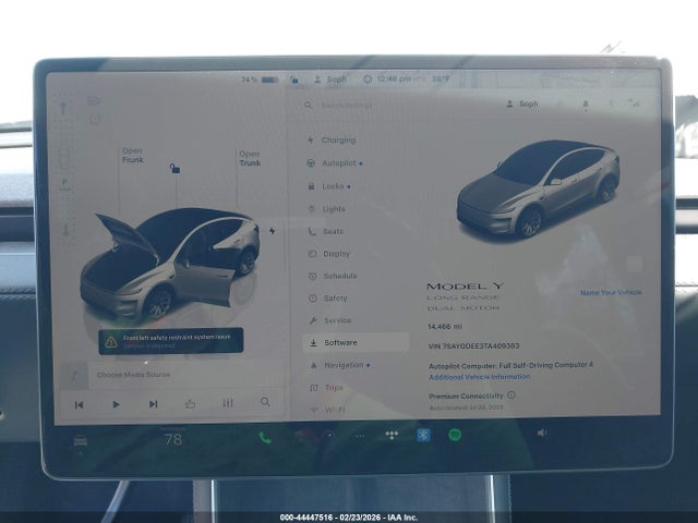 Aukcja sprzedaży 2026 Tesla Model Y, vin: 7SAYGDEE3TA409383, numer aukcji: 44447516