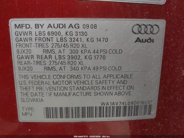 2009 AUDI Q7 WA1AV74L09D018937 Photo 8