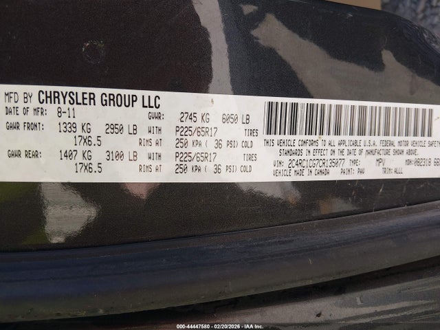 44447580 :رقم المزاد ، 2C4RC1CG7CR135077 vin ، 2012 Chrysler Town & Country Touring-l مزاد بيع