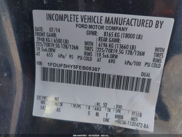 Ford F-550 Chassis Xl 2015 1FDUF5HY5FEB05387 Image 8