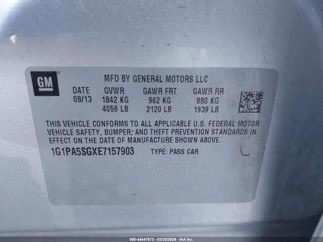 1G1PA5SGXE7157903 Chevrolet Cruze Ls Auto