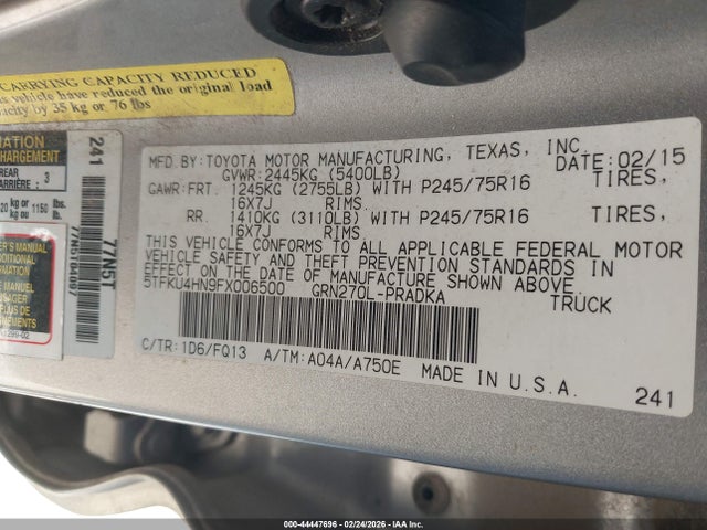 Продаж на аукціоні авто 2015 Toyota Tacoma Prerunner V6, vin: 5TFKU4HN9FX006500, номер лоту: 44447696
