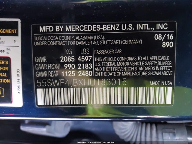55SWF4JBXHU183015 Mercedes-Benz C 300