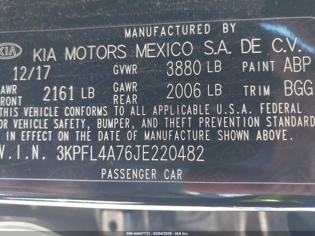 KIA FORTE LX 2018 3KPFL4A76JE220482 Image 9