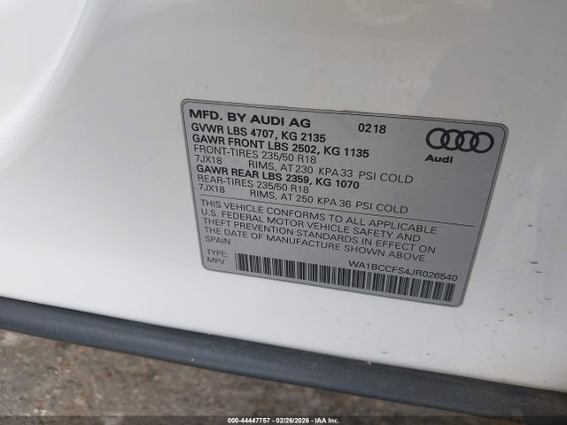 2018 AUDI Q3 WA1BCCFS4JR026540 Photo 8