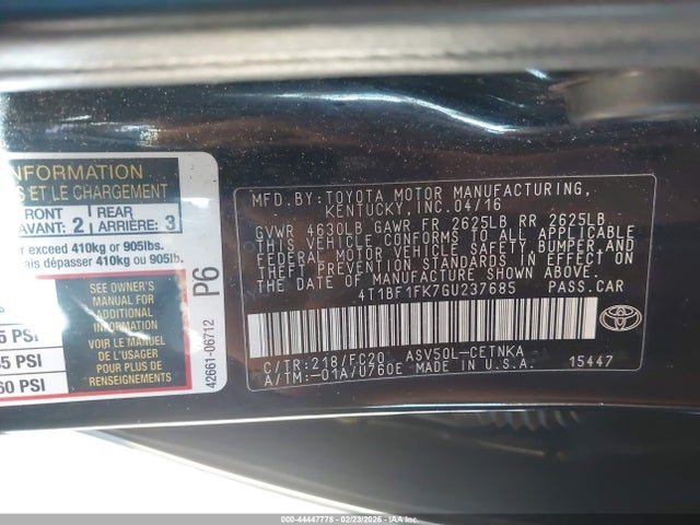 Toyota CAMRY LE 2016 4T1BF1FK7GU237685 Image 9