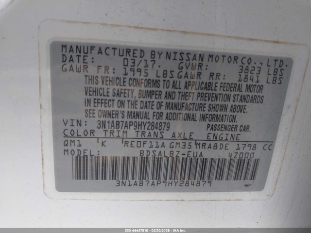 3N1AB7AP9HY284879 Nissan SENTRA S