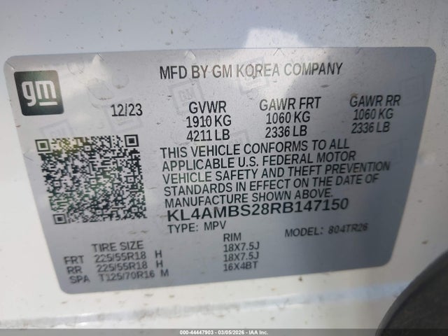 Aukcja sprzedaży 2024 Buick Encore Gx Preferred Fwd, vin: KL4AMBS28RB147150, numer aukcji: 44447903