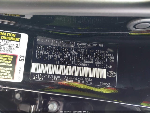 Toyota CAMRY XSE 2026 4T1DBADK7TU550091 Image 9