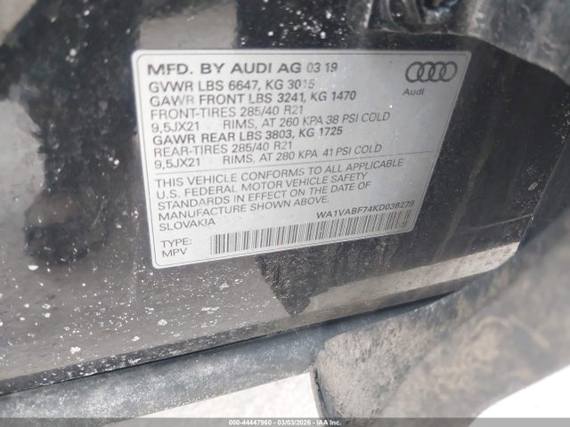 WA1VABF74KD036279 Audi Q7 55 Premium