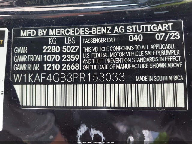 Aukcja sprzedaży 2023 Mercedes-benz C 300 Sedan, vin: W1KAF4GB3PR153033, numer aukcji: 44447976