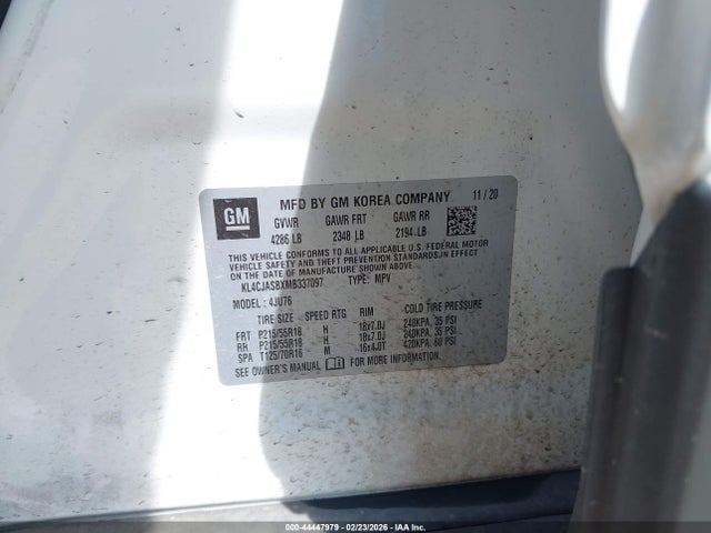 Aukcja sprzedaży 2021 Buick Encore Fwd Preferred, vin: KL4CJASBXMB337097, numer aukcji: 44447979