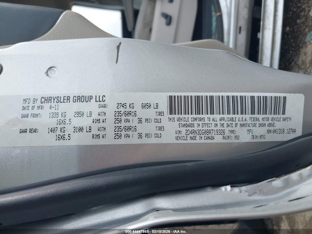 Продажа на аукционе авто 2011 Dodge Grand Caravan Mainstreet, vin: 2D4RN3DG0BR719326, номер лота: 44447985