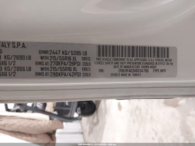 44448013 :رقم المزاد ، ZFBERFAB3H6E94786 vin ، 2017 Ram Promaster City Tradesman مزاد بيع