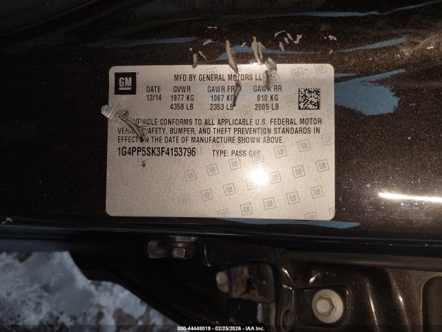 44448019 :رقم المزاد ، 1G4PP5SK3F4153796 vin ، 2015 Buick Verano مزاد بيع