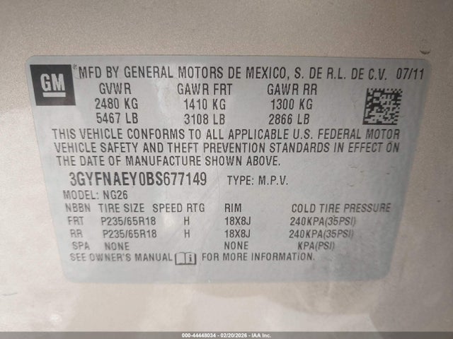 2011 CADILLAC SRX 3GYFNAEY0BS677149 Photo 8