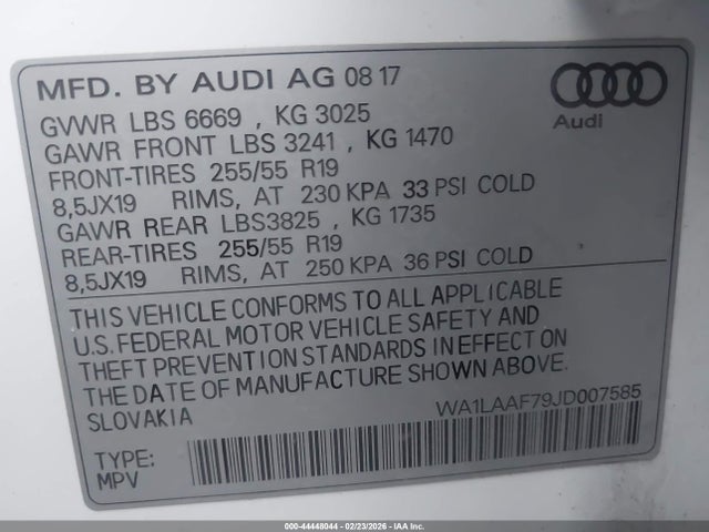 2018 AUDI Q7 WA1LAAF79JD007585 Photo 8