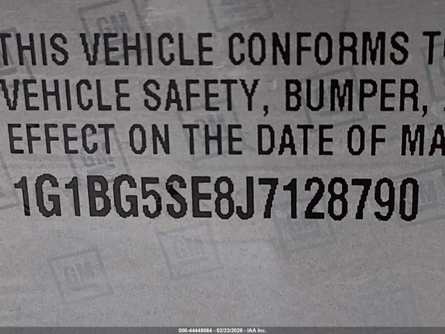 1G1BG5SE8J7128790 Chevrolet Cruze Lt Manual