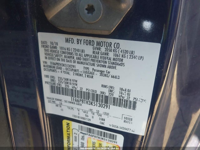 2019 FORD MUSTANG 1FA6P8TH3K5130291 Photo 8