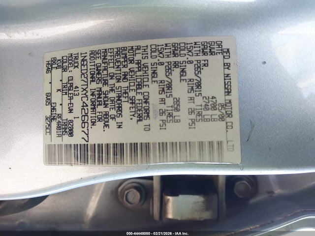44448080 :رقم المزاد ، 1N6ED27TXYC426677 vin ، 2000 Nissan Frontier Se-v6/xe-v6 مزاد بيع