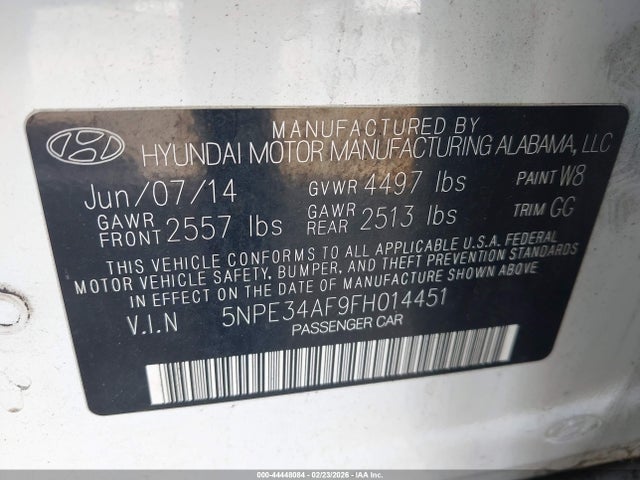 Hyundai Sonata Limited 2015 5NPE34AF9FH014451 Image 9