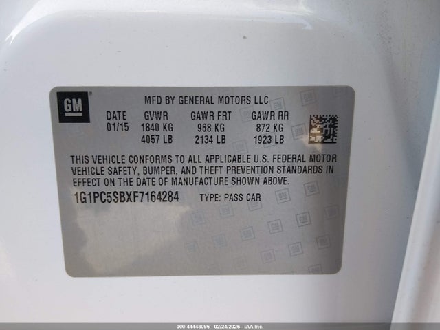 1G1PC5SBXF7164284 Chevrolet Cruze 1lt Auto