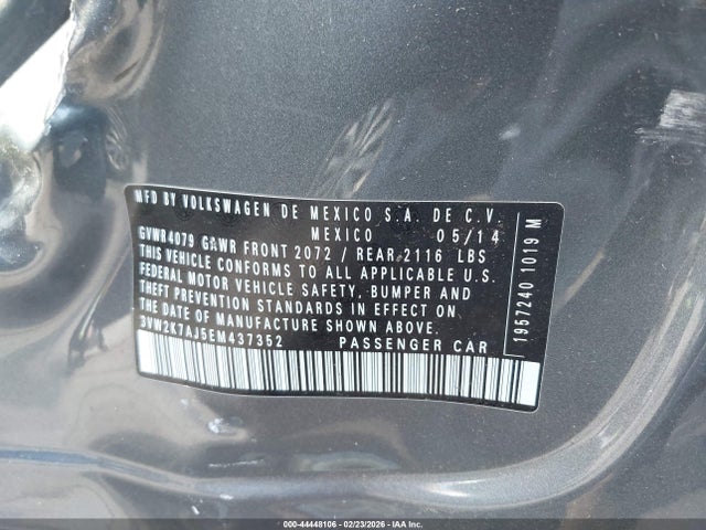 Продажа на аукционе авто 2014 Volkswagen Jetta 2.0l S, vin: 3VW2K7AJ5EM437352, номер лота: 44448106