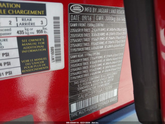 2016 LAND ROVER RANGE ROVER SPORT SALWG2PF5GA116089 Photo 8