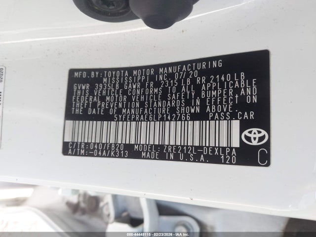 5YFEPRAE6LP142766 Toyota COROLLA LE
