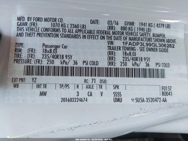 Ford FOCUS ST 2016 1FADP3L99GL306282 Image 9
